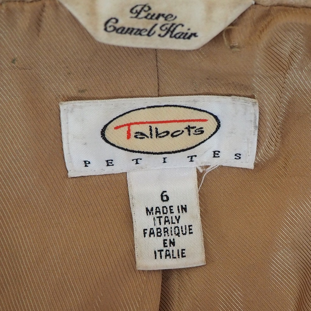 Vintage Talbots Camel Hair Jacket Women's Size 6 Petite Toggle Pea Coat Italy - Picture 8 of 15